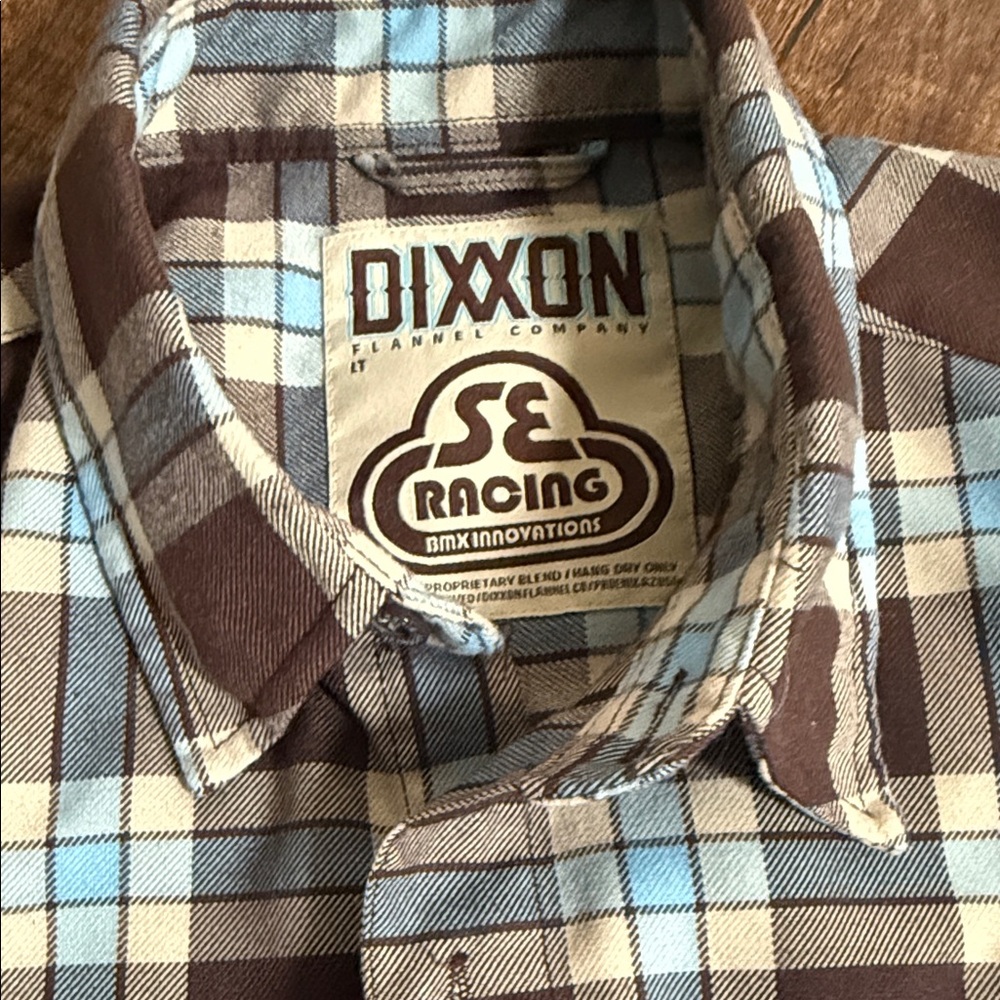 DIXXON Men's Light Blue and Brown Checkered Shirt